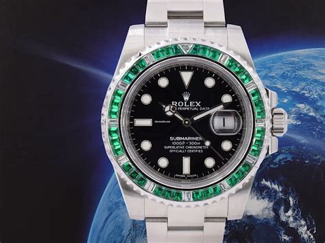 rolex green emeral and diamond bezel|rolex submariner green bezel price.